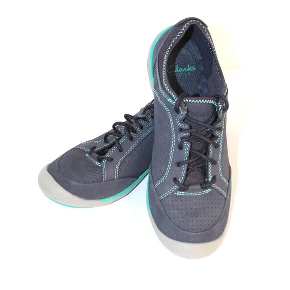 Clarks PRIVO Women's Blue Gray Casual Sneaker Flat Size 6 Comfort Walking Shoe - Picture 10 of 10